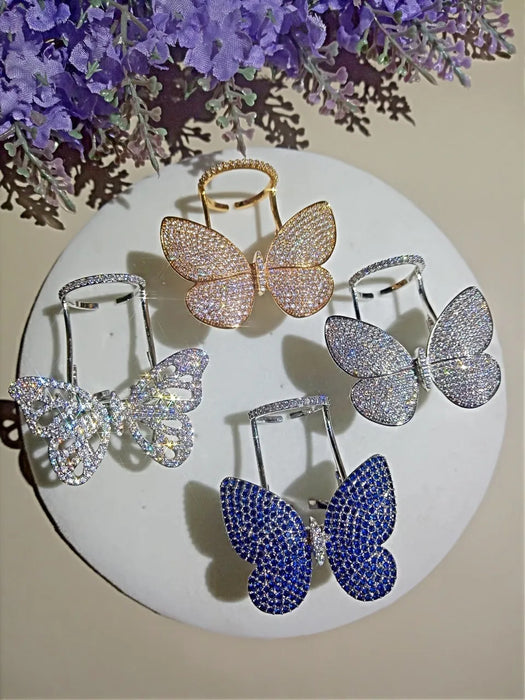 Crystal Stones Made Butterfly Ring