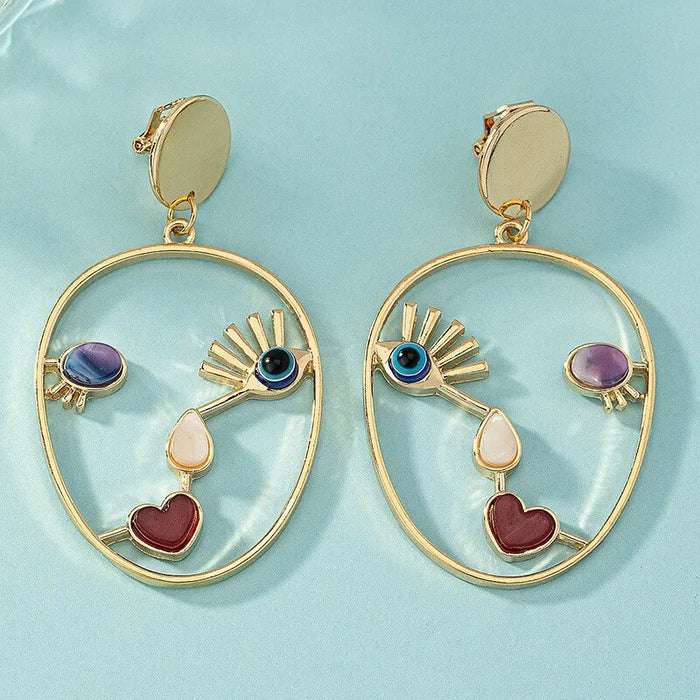 Abstract Face Pendant Earrings