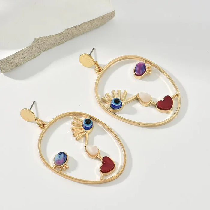 Abstract Face Pendant Earrings