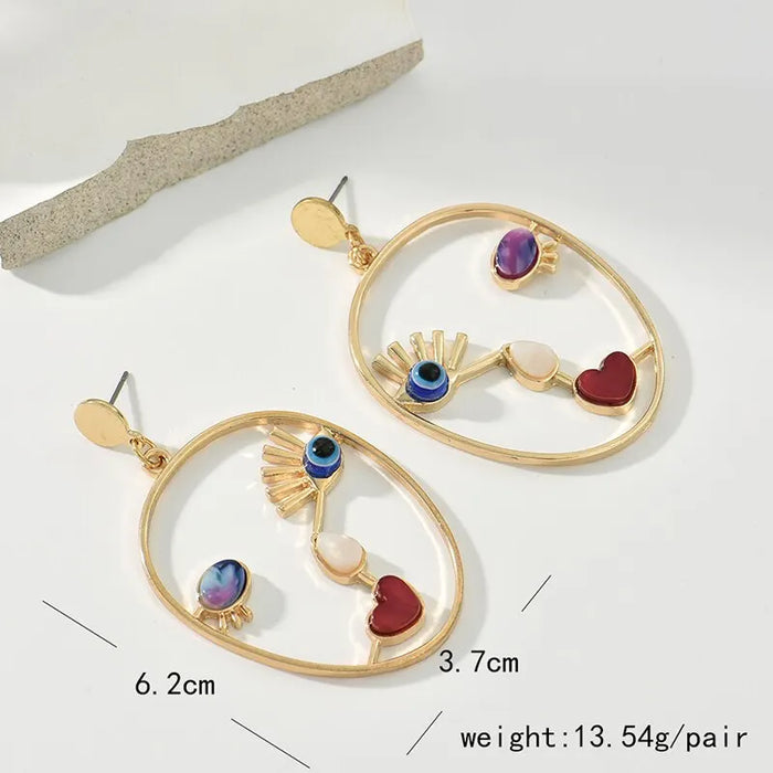 Abstract Face Pendant Earrings